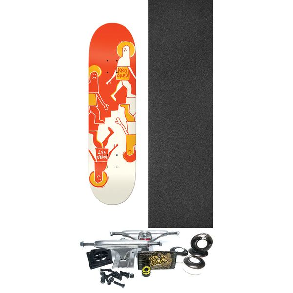 Krooked Skateboards Bobby Worrest Up Down Orange Skateboard Deck Twin Tail Slick - 8.3" x 31.9" - Complete Skateboard Bundle